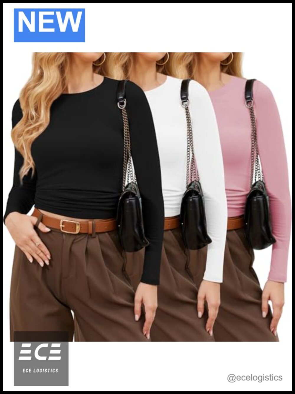 Womens Long Sleeve Workout Tops Slim Fit Crew Neck Rayon Spandex Tees